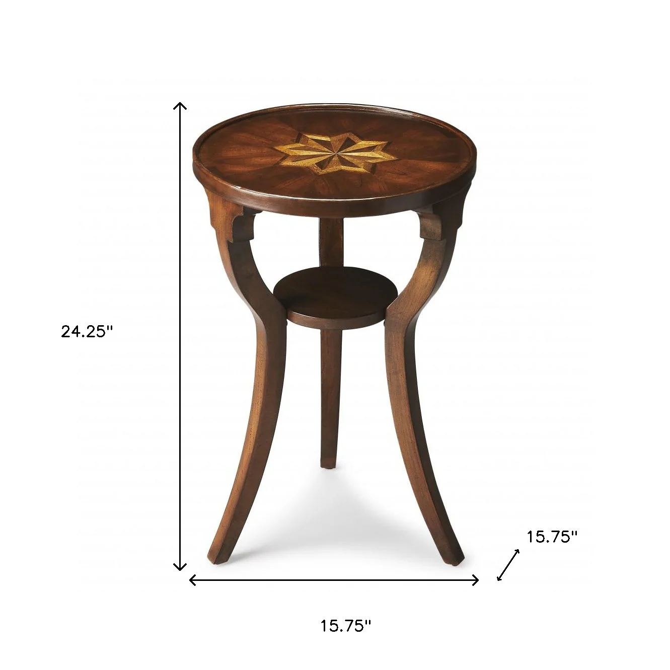 24" Cherry Manufactured Wood Round End Table With Shelf By Homeroots - Image 8