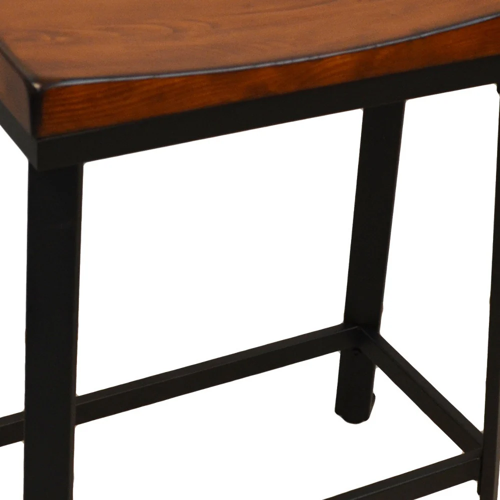 24" Chestnut And Black Steel Backless Counter Height Bar Chair With Footrest By Homeroots - Image 3