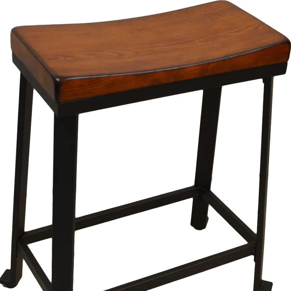 24" Chestnut And Black Steel Backless Counter Height Bar Chair With Footrest By Homeroots - Image 4