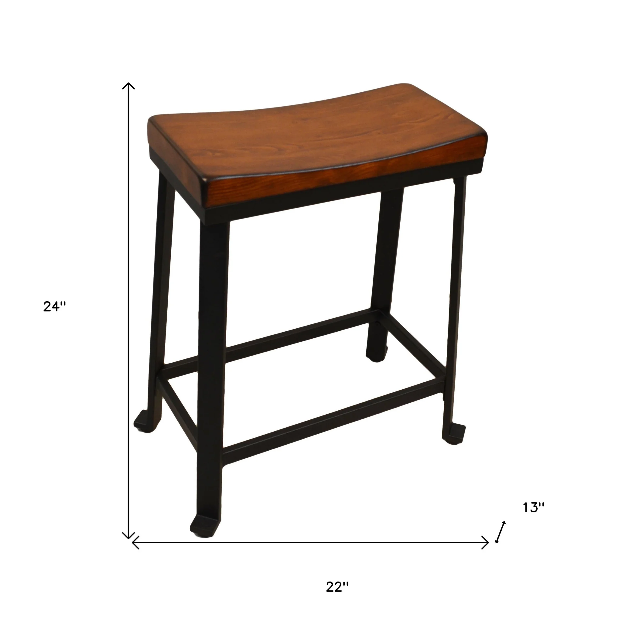 24" Chestnut And Black Steel Backless Counter Height Bar Chair With Footrest By Homeroots - Image 5
