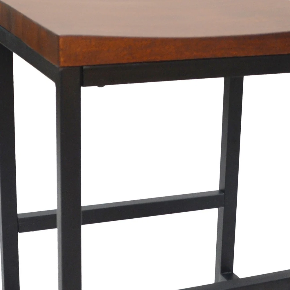 24" Chestnut Brown and Black Backless Counter Height Bar Chair With Footrest By Homeroots - Image 3