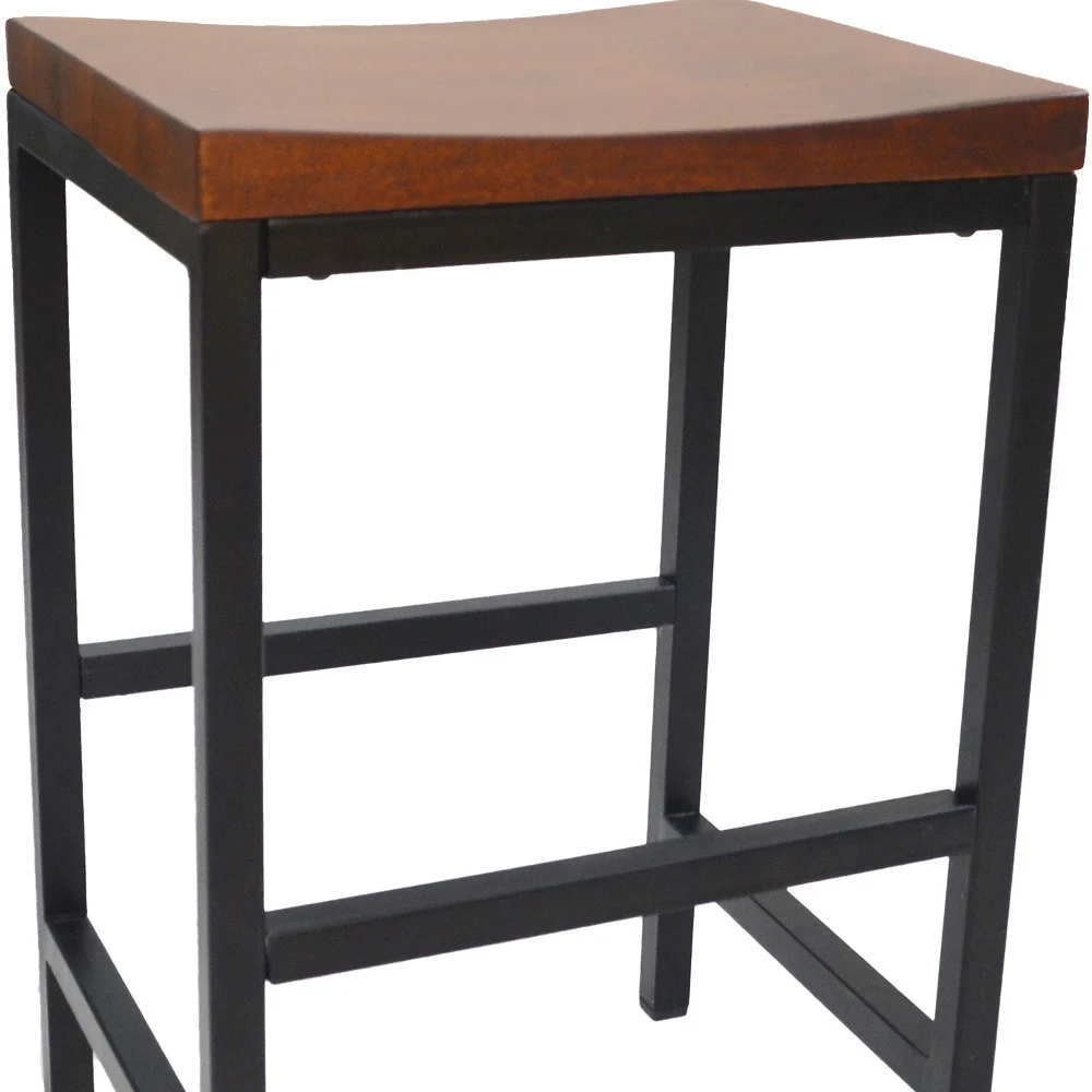 24" Chestnut Brown and Black Backless Counter Height Bar Chair With Footrest By Homeroots - Image 4