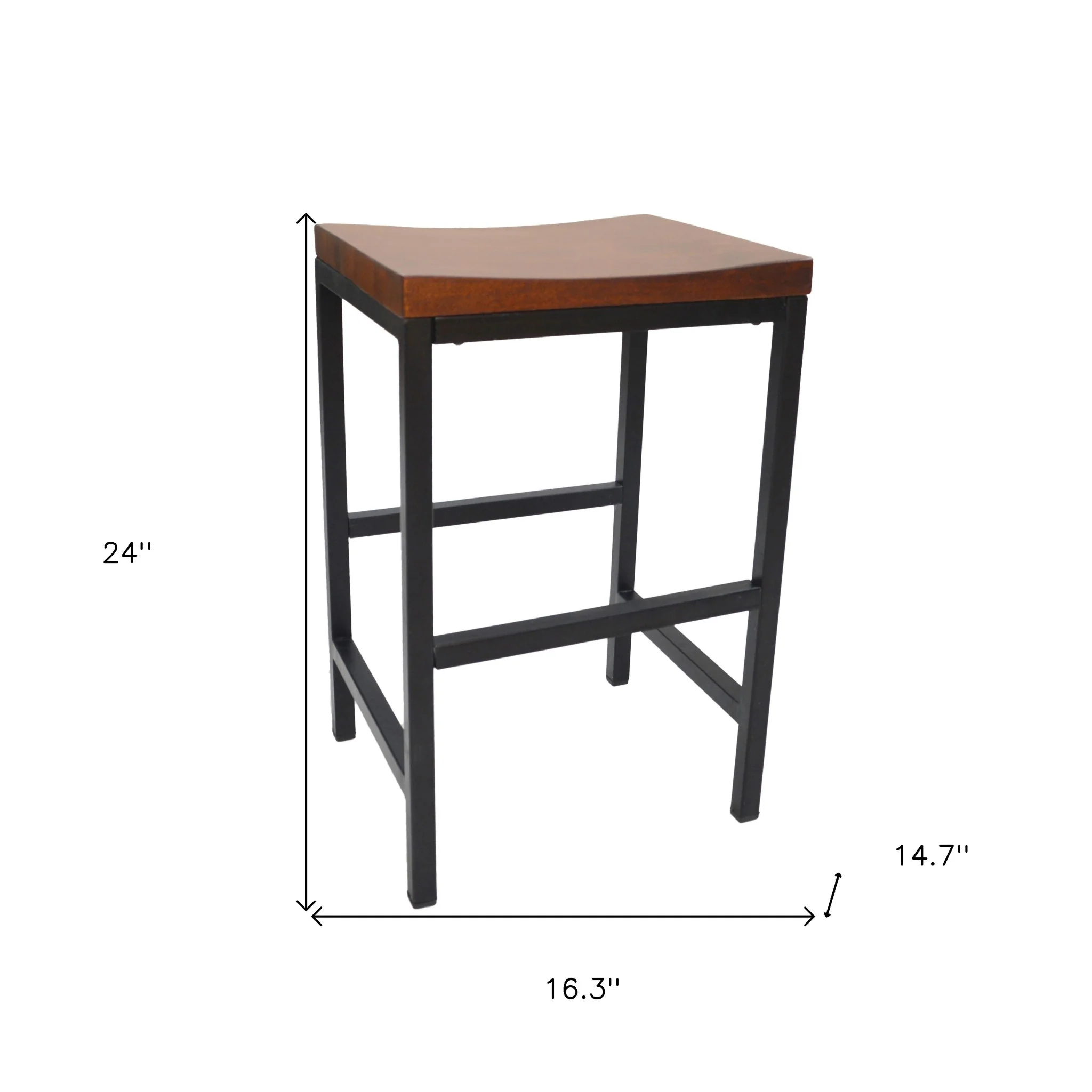 24" Chestnut Brown and Black Backless Counter Height Bar Chair With Footrest By Homeroots - Image 5