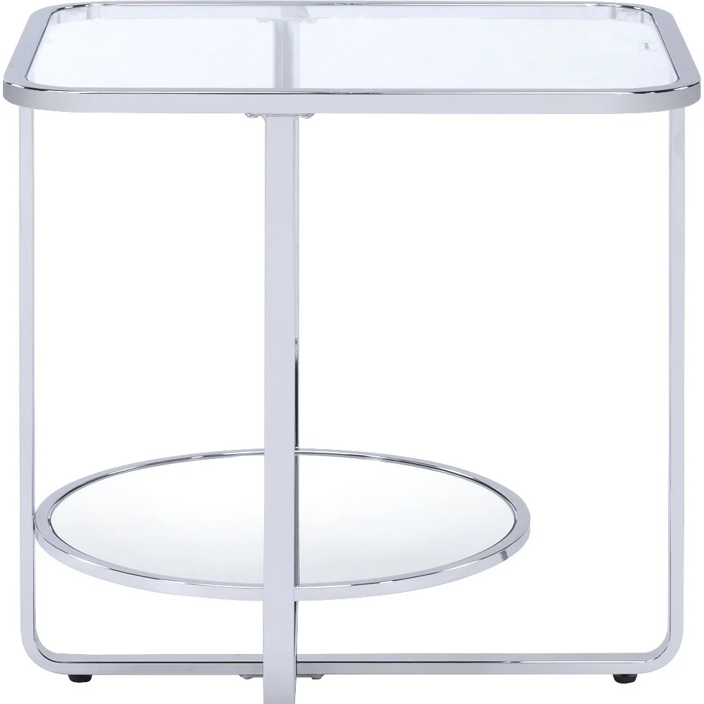 24" Chrome And Clear Glass Rectangular End Table By Homeroots - Image 4