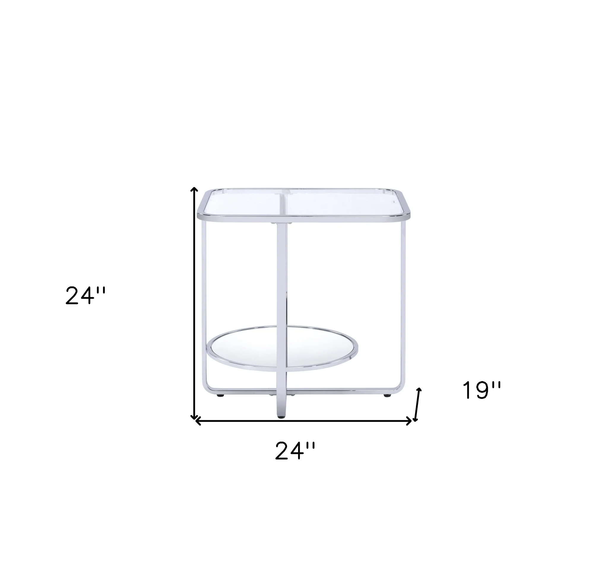 24" Chrome And Clear Glass Rectangular End Table By Homeroots - Image 7