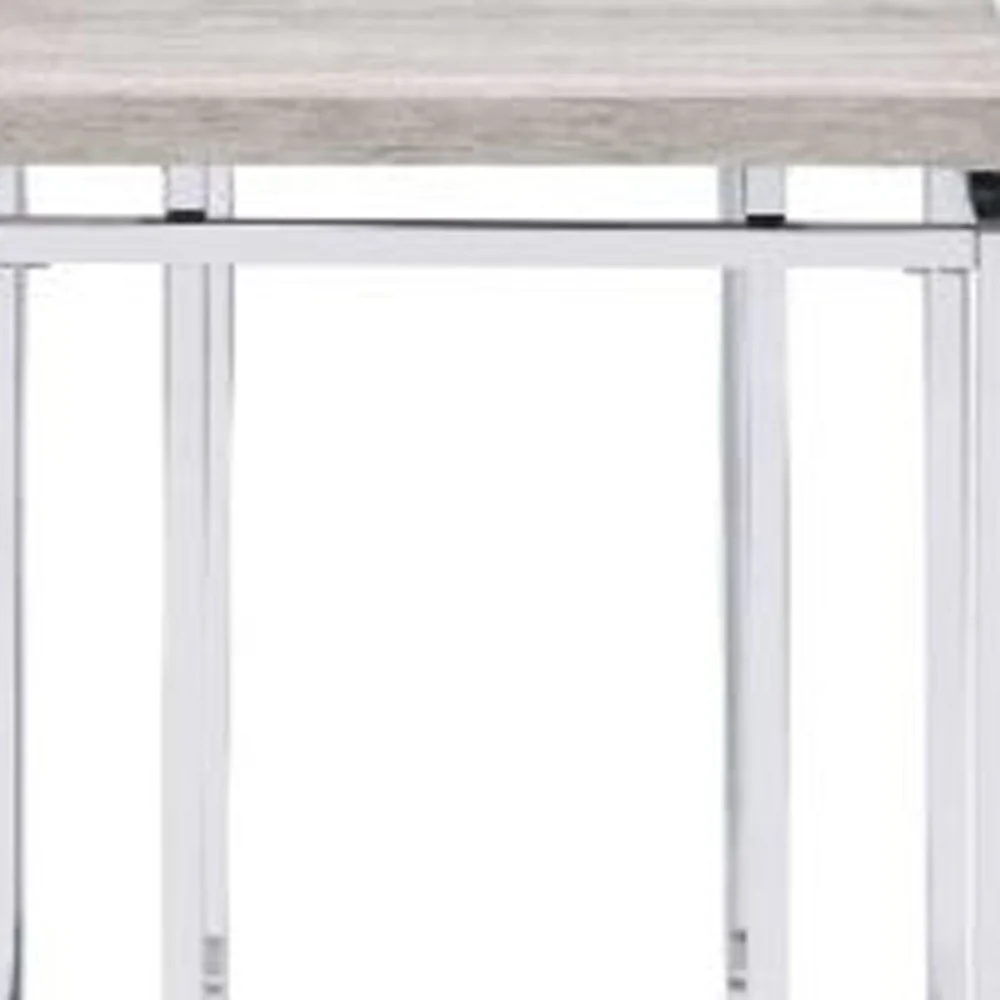 24" Chrome And Natural Oak Manufactured Wood And Metal Square End Table By Homeroots - Image 5