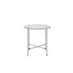 24" Chrome And White Oak Manufactured Wood And Metal Round End Table By Homeroots - Image 4