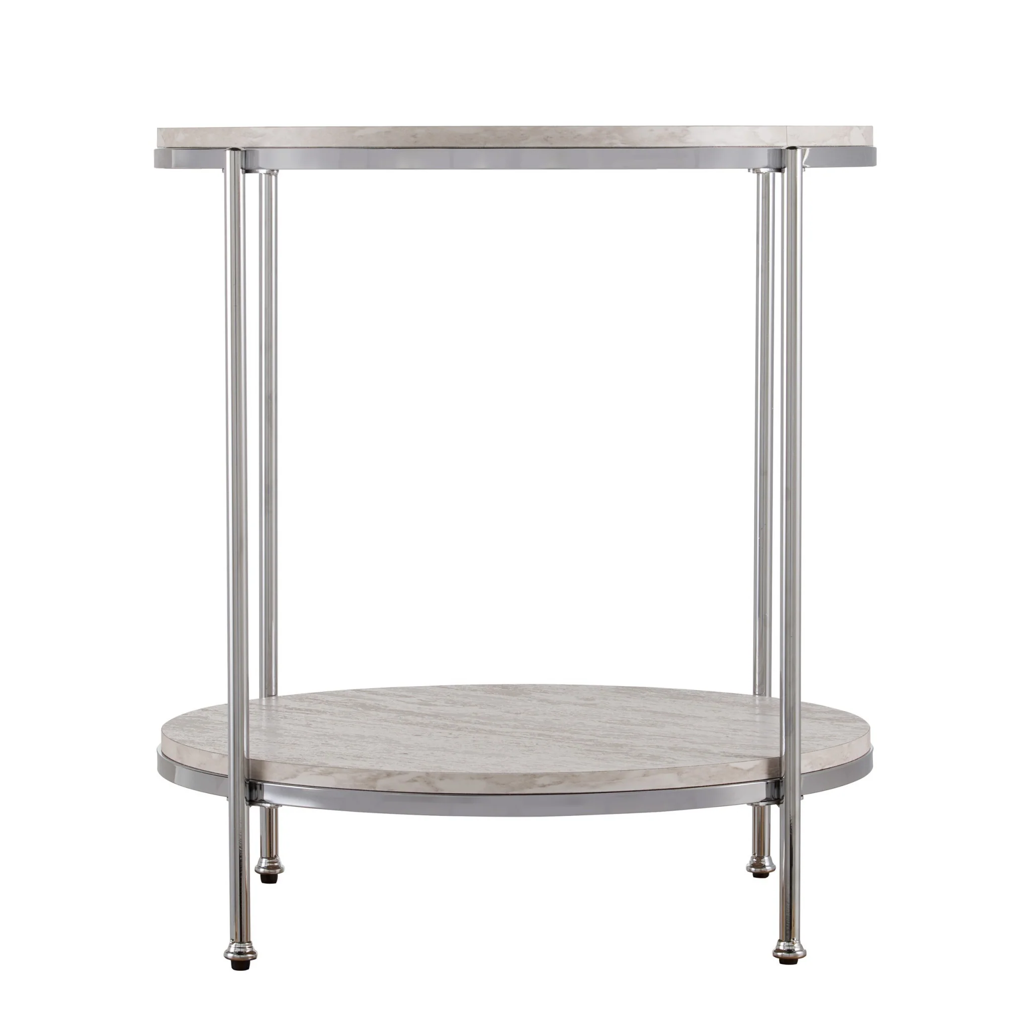 24" Chrome Manufactured Wood And Iron Rectangular End Table With Shelf By Homeroots - Image 2