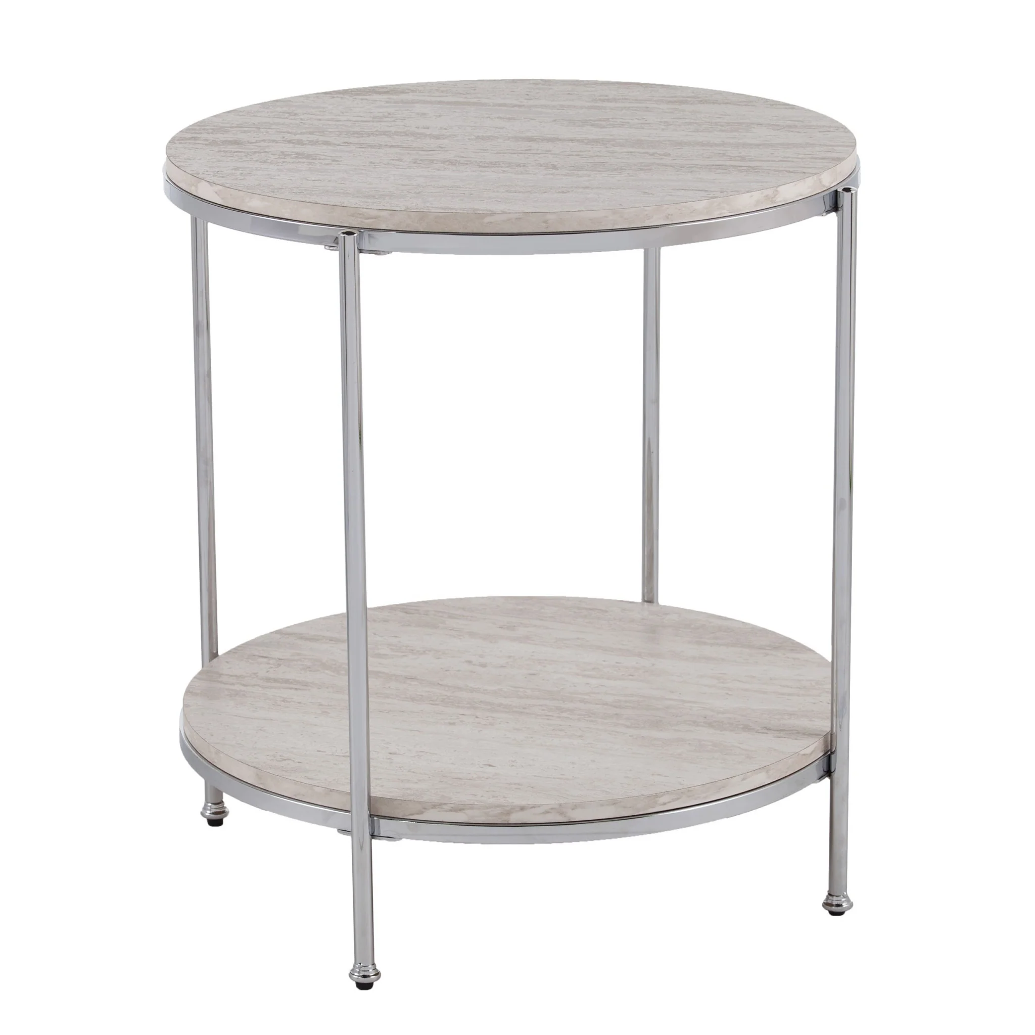 24" Chrome Manufactured Wood And Iron Rectangular End Table With Shelf By Homeroots - Image 3
