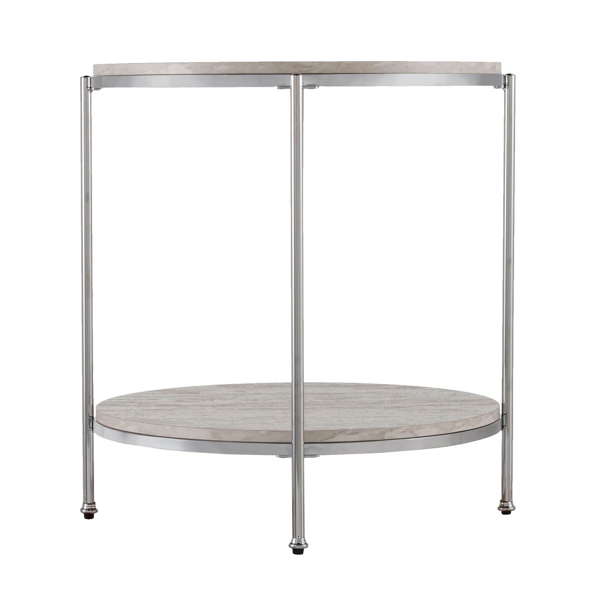 24" Chrome Manufactured Wood And Iron Rectangular End Table With Shelf By Homeroots - Image 4