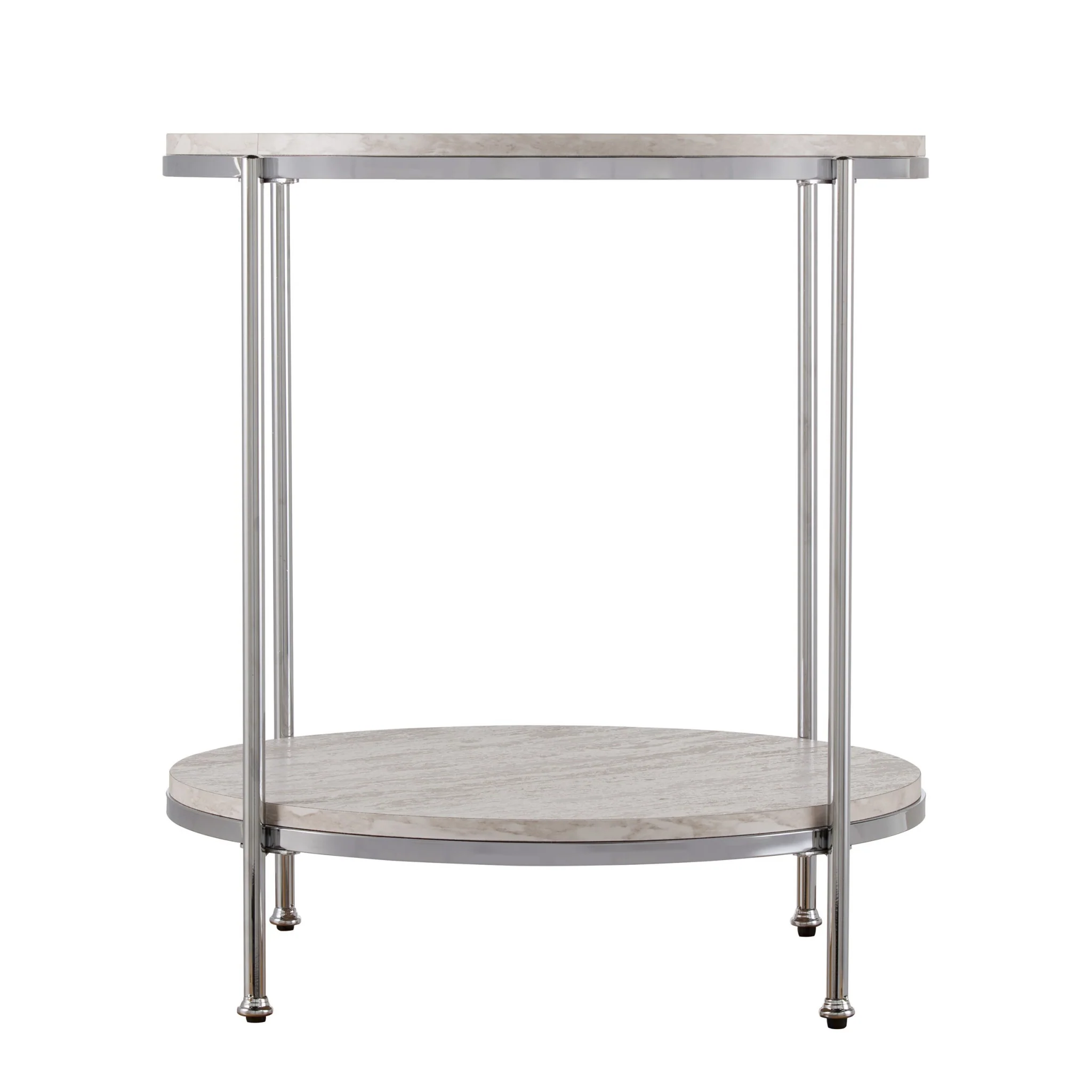 24" Chrome Manufactured Wood And Iron Rectangular End Table With Shelf By Homeroots - Image 6
