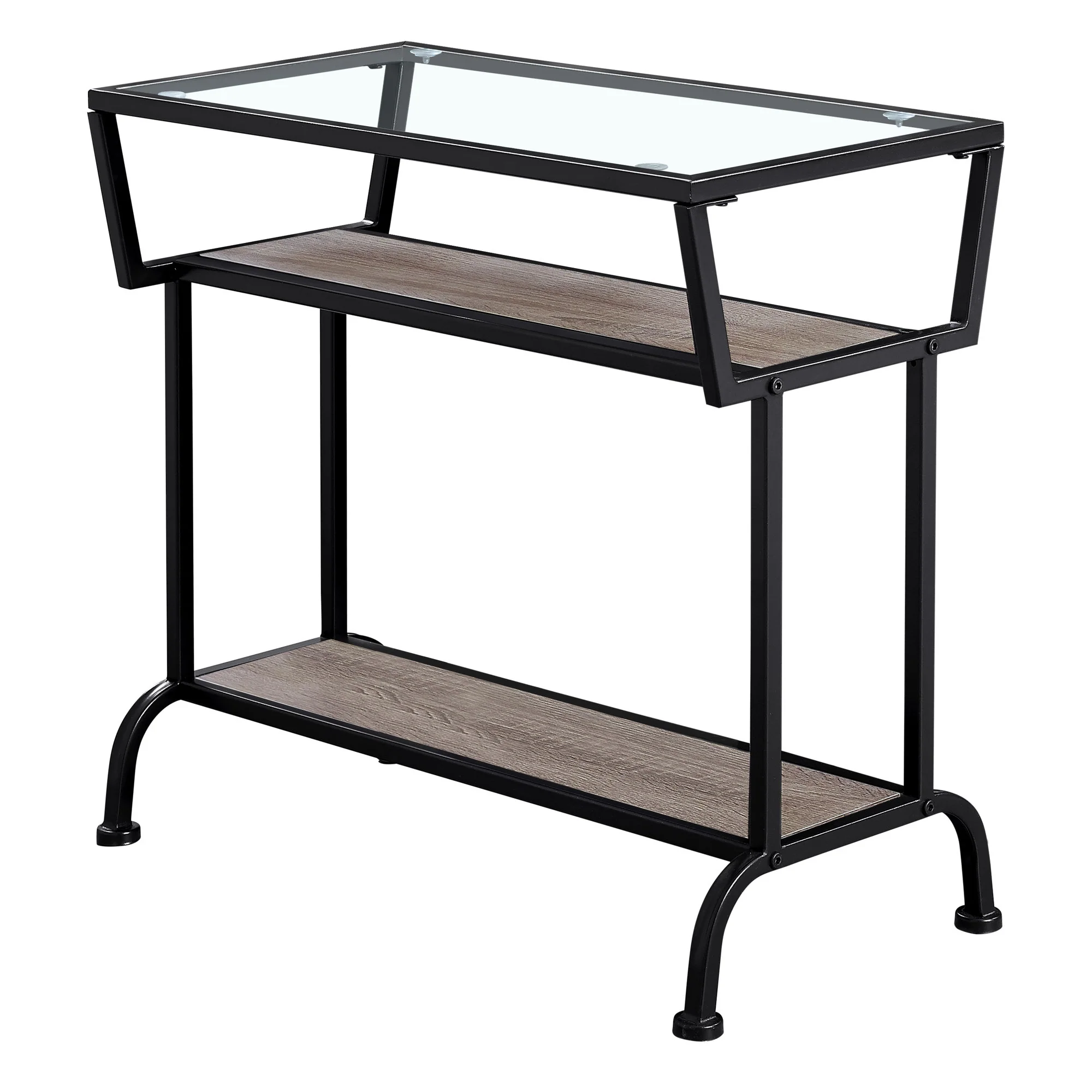 24" Clear And Black Glass Console Table With Storage By Homeroots - Image 2