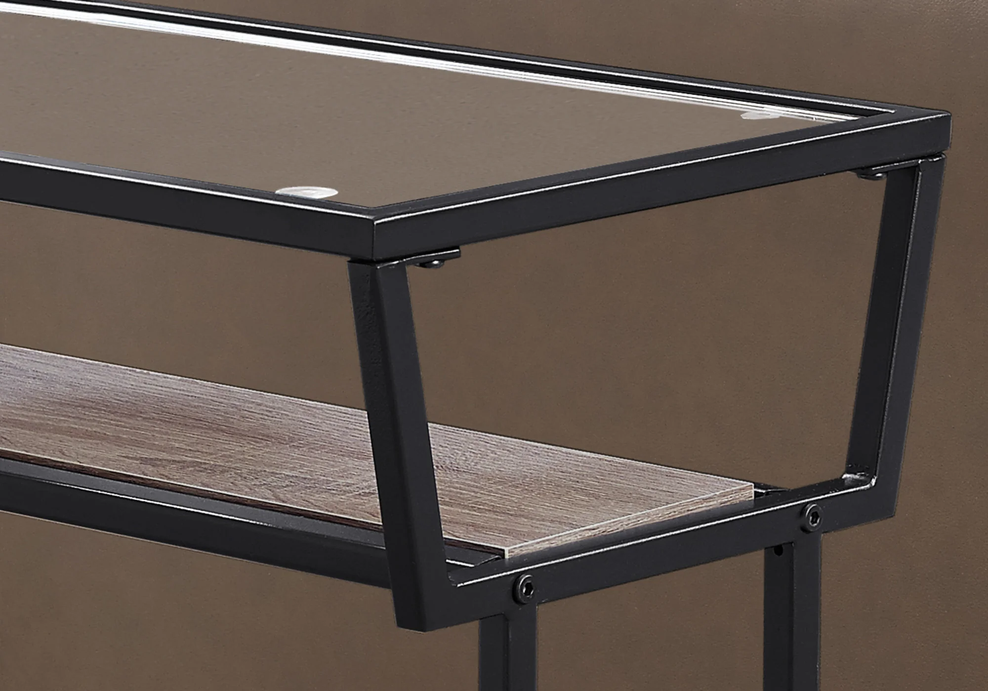 24" Clear And Black Glass Console Table With Storage By Homeroots - Image 3