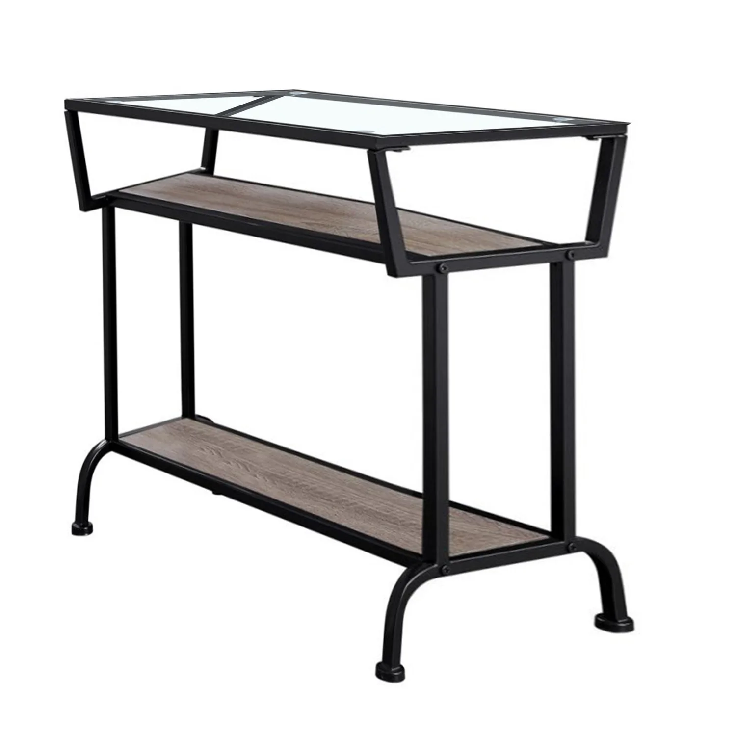 24" Clear And Black Glass Console Table With Storage By Homeroots - Image 6