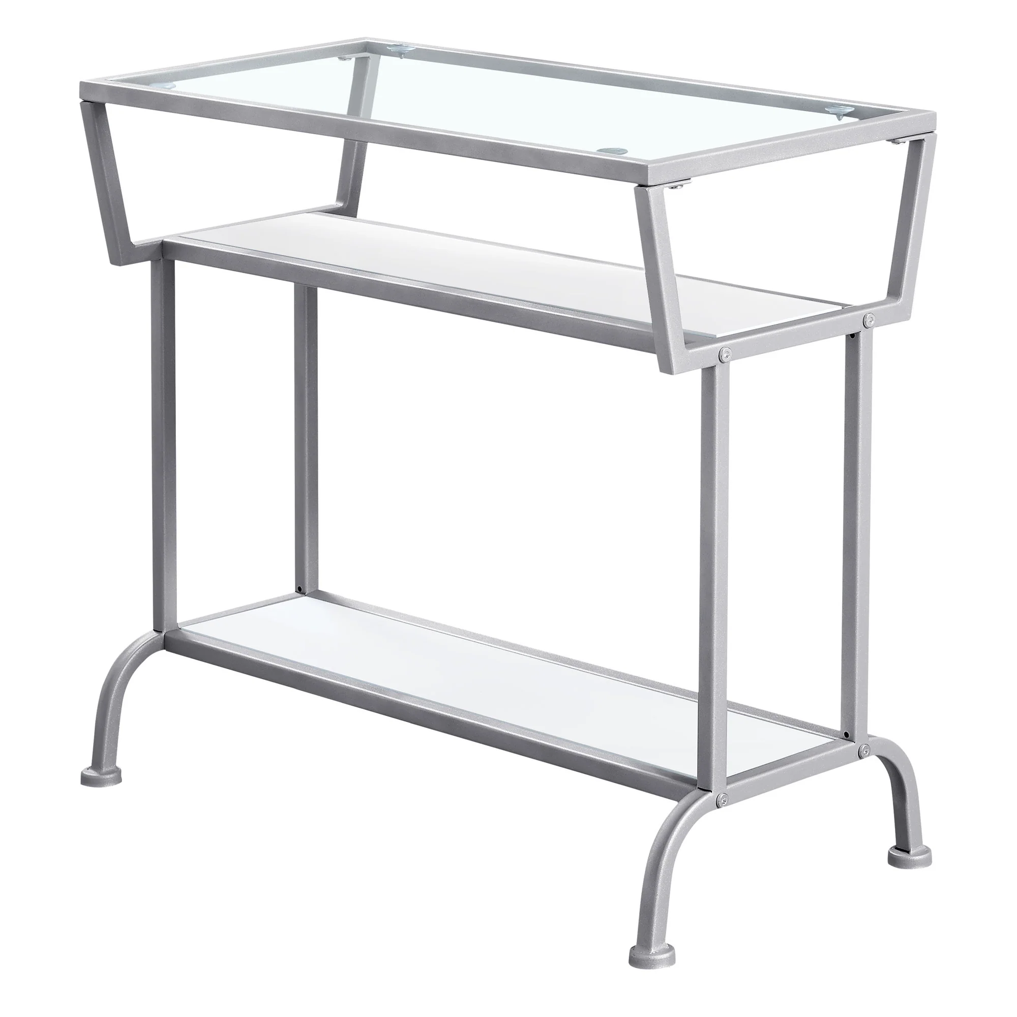 24" Clear And Silver Glass Console Table With Storage By Homeroots - Image 2