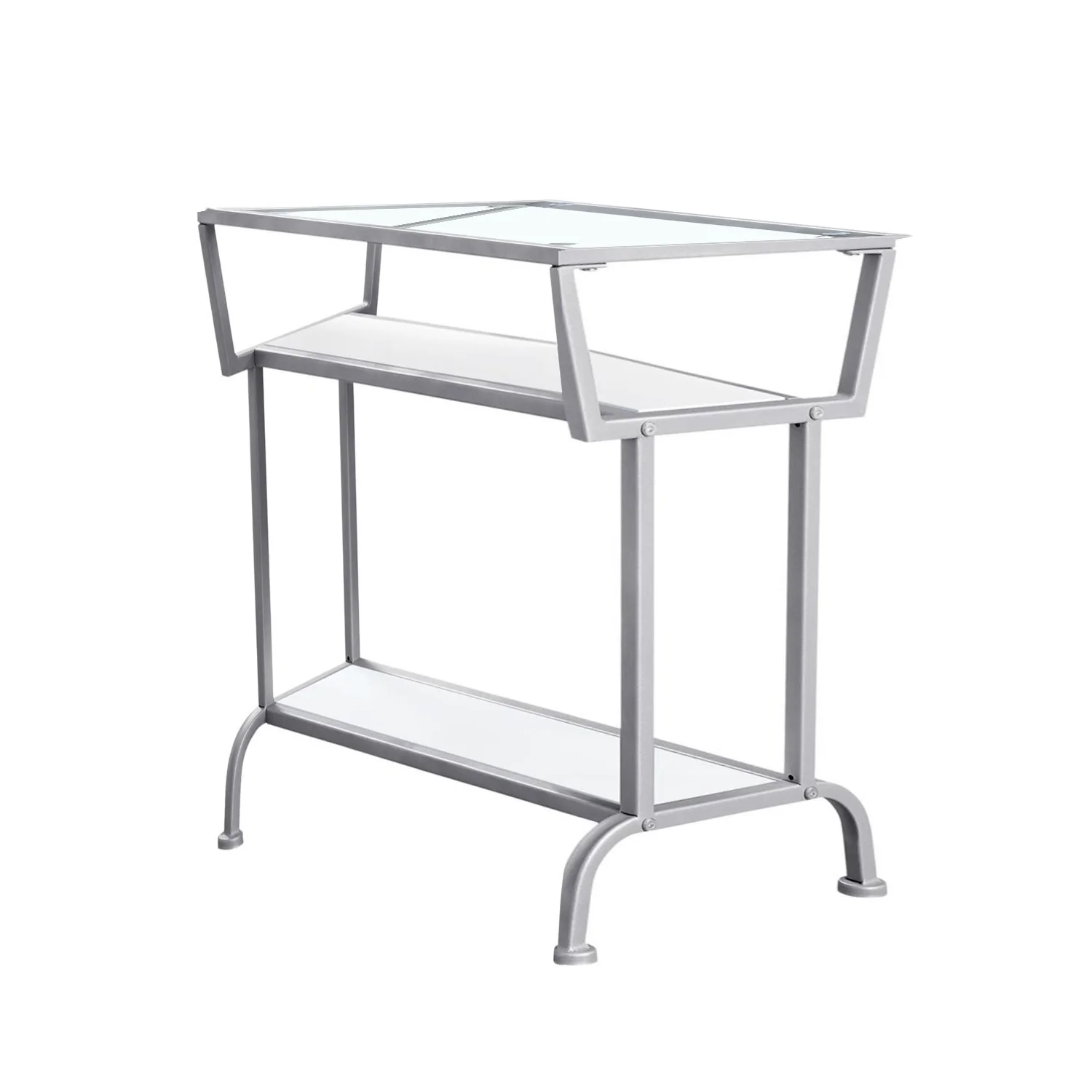 24" Clear And Silver Glass Console Table With Storage By Homeroots - Image 3