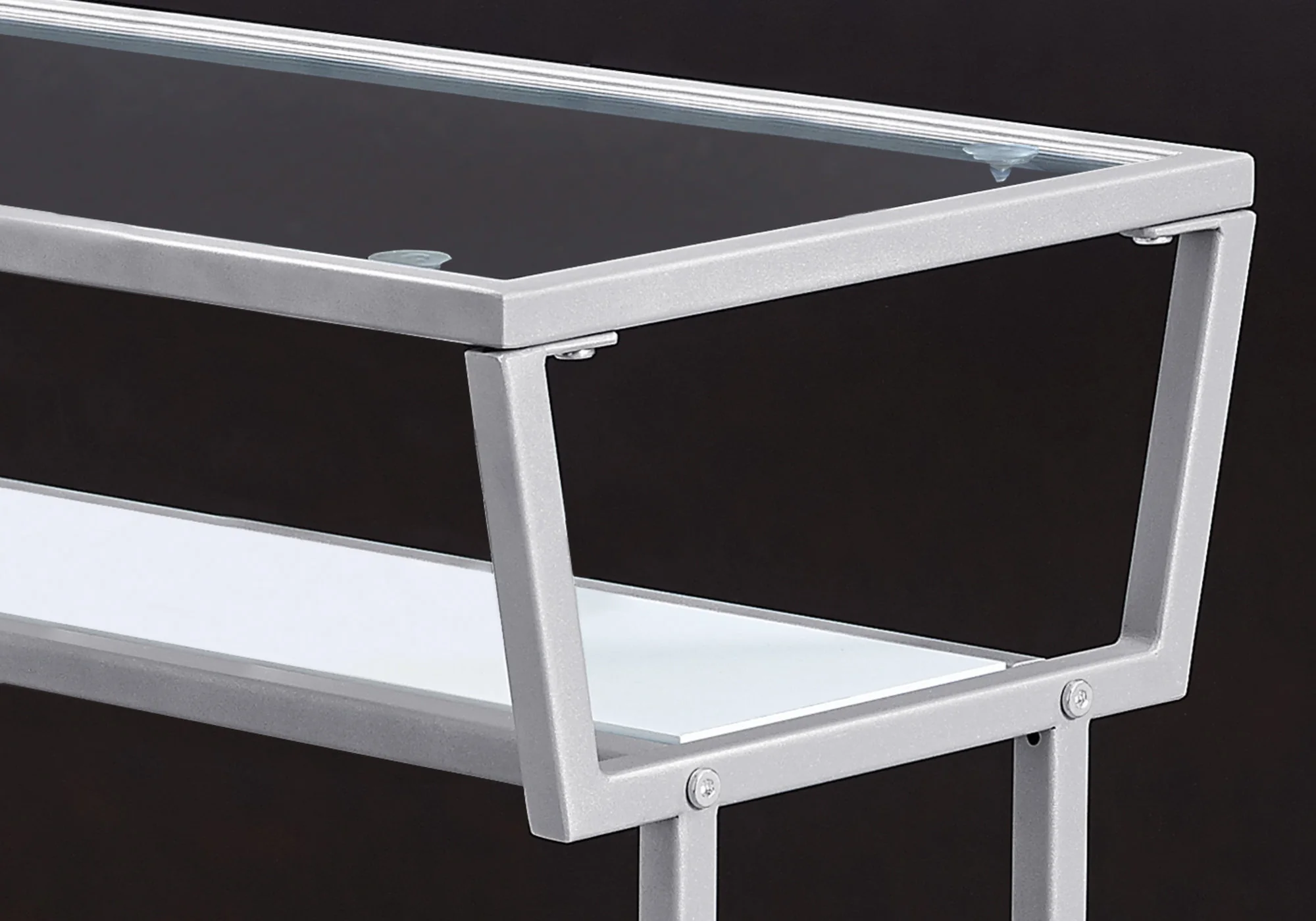 24" Clear And Silver Glass Console Table With Storage By Homeroots - Image 5