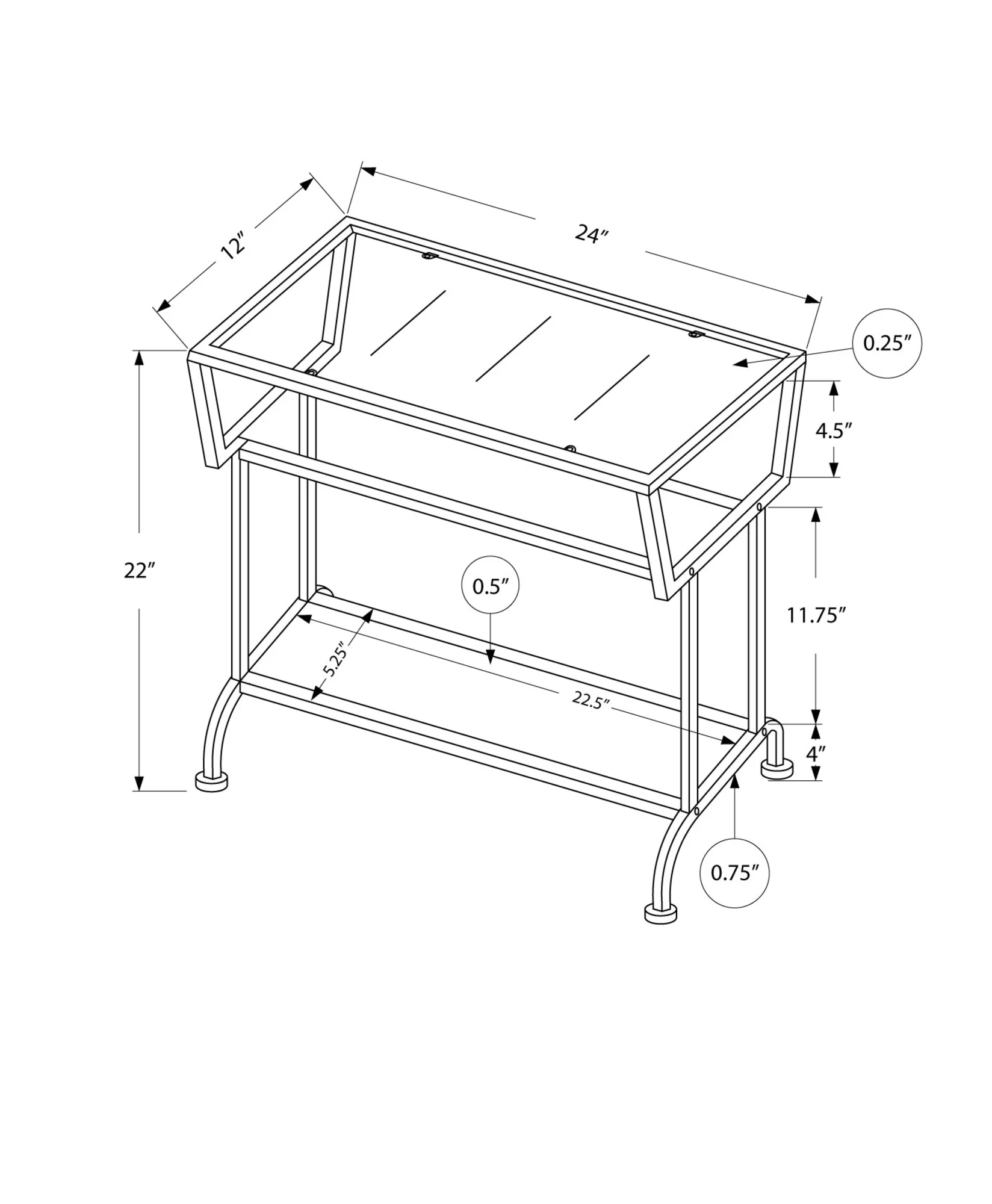 24" Clear And Silver Glass Console Table With Storage By Homeroots - Image 6