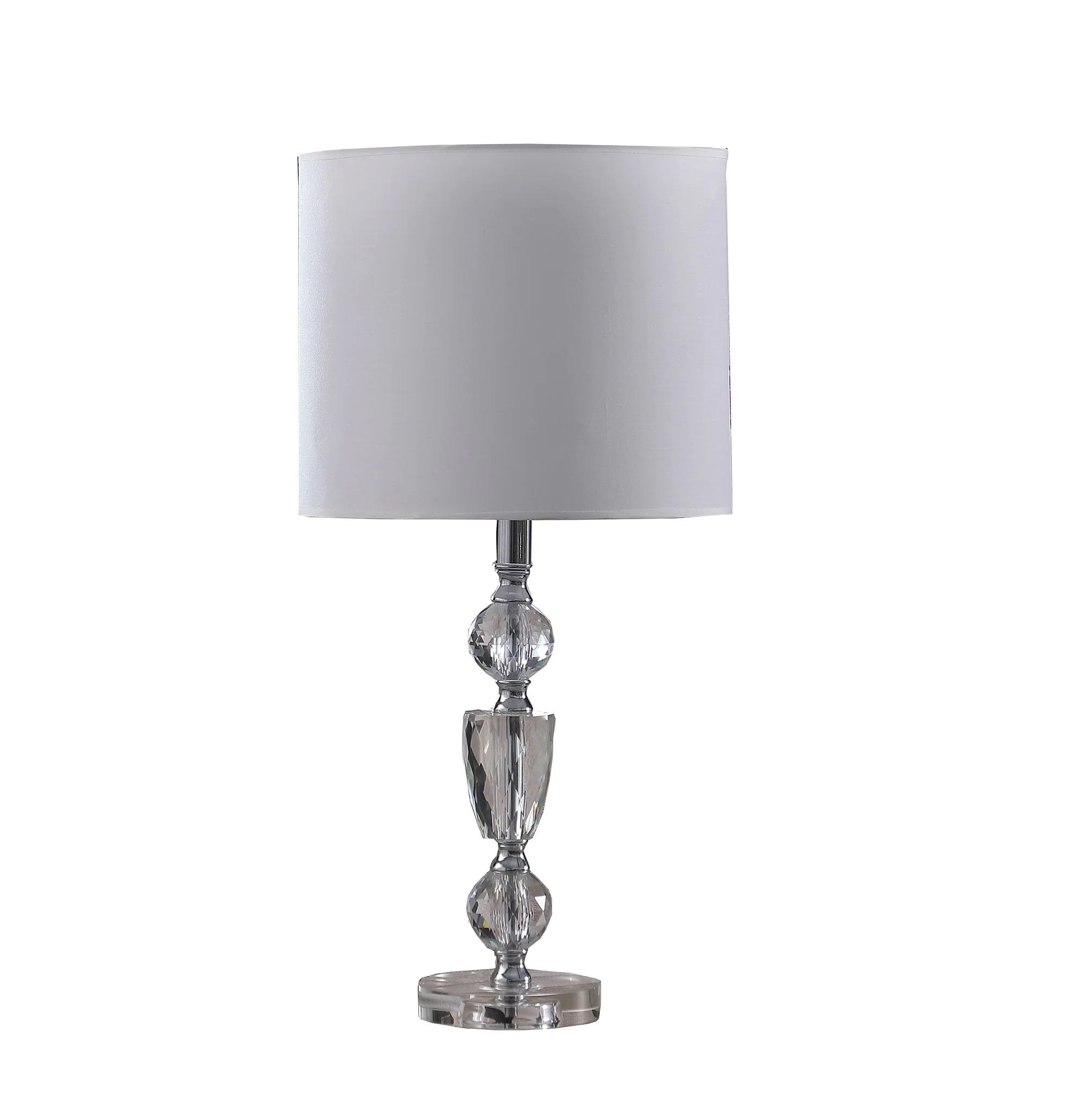 24" Clear Cut Faux Crystal Glam Table Lamp With White Classic Drum Shade By Homeroots - Image 2