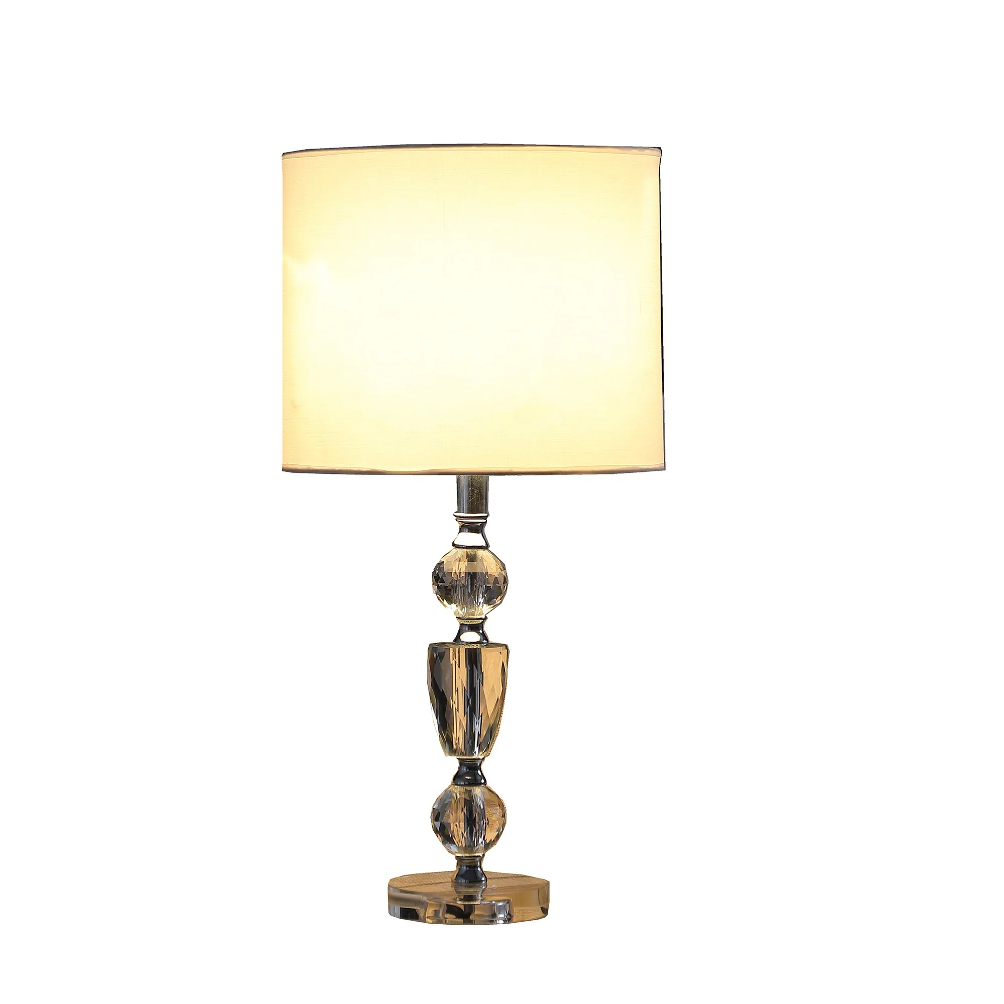 24" Clear Cut Faux Crystal Glam Table Lamp With White Classic Drum Shade By Homeroots - Image 3