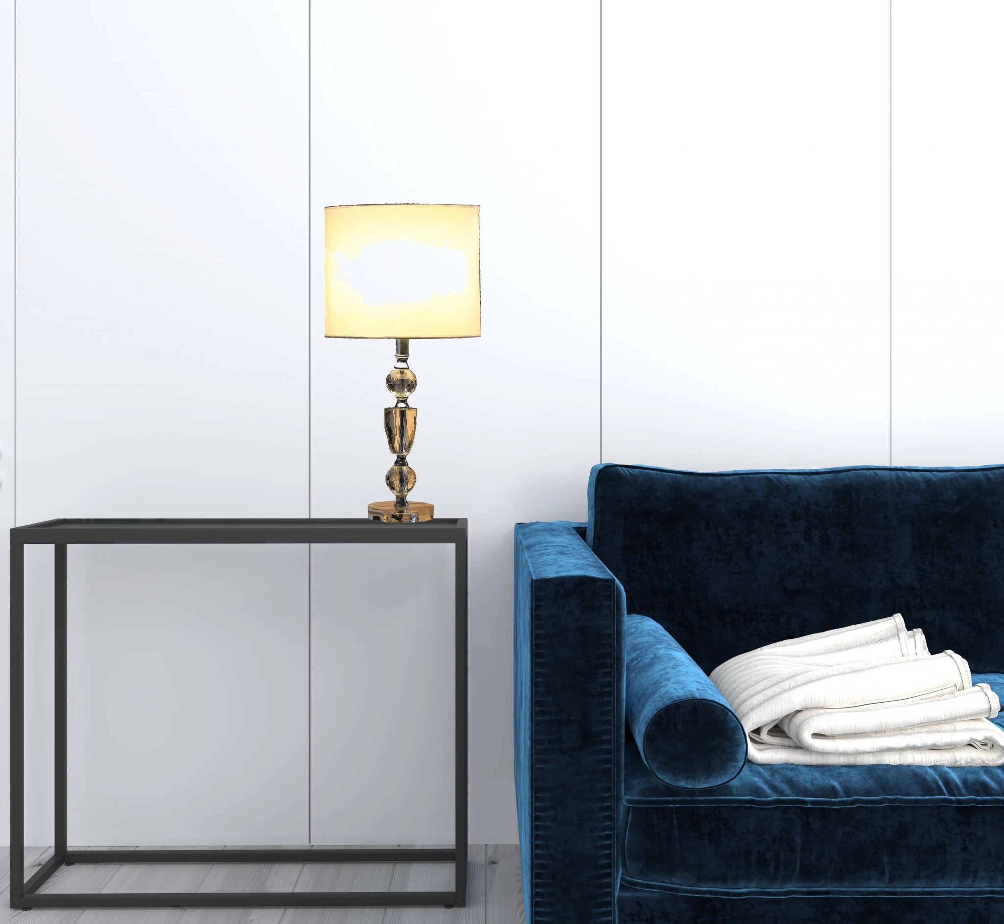 24" Clear Cut Faux Crystal Glam Table Lamp With White Classic Drum Shade By Homeroots - Image 6