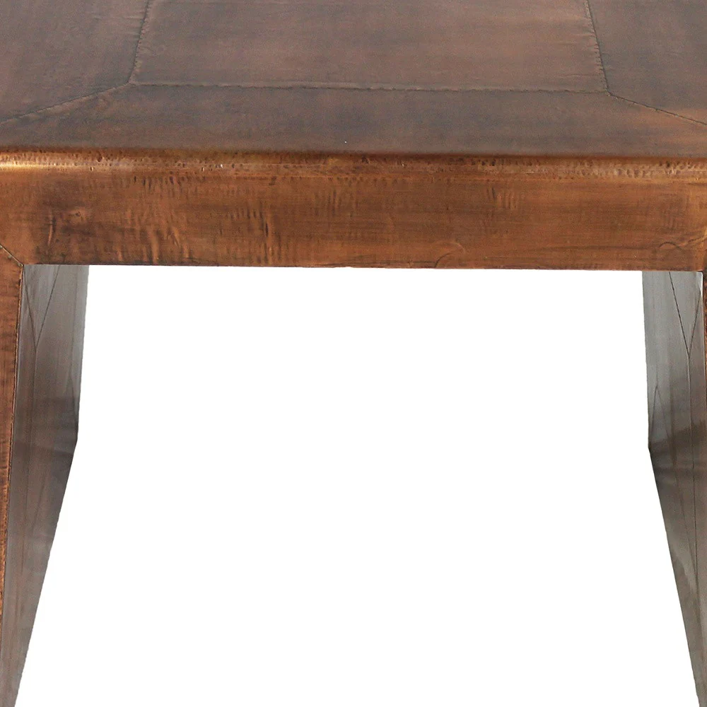 24" Copper Rustic Solid Wood Square End Table By Homeroots - Image 4