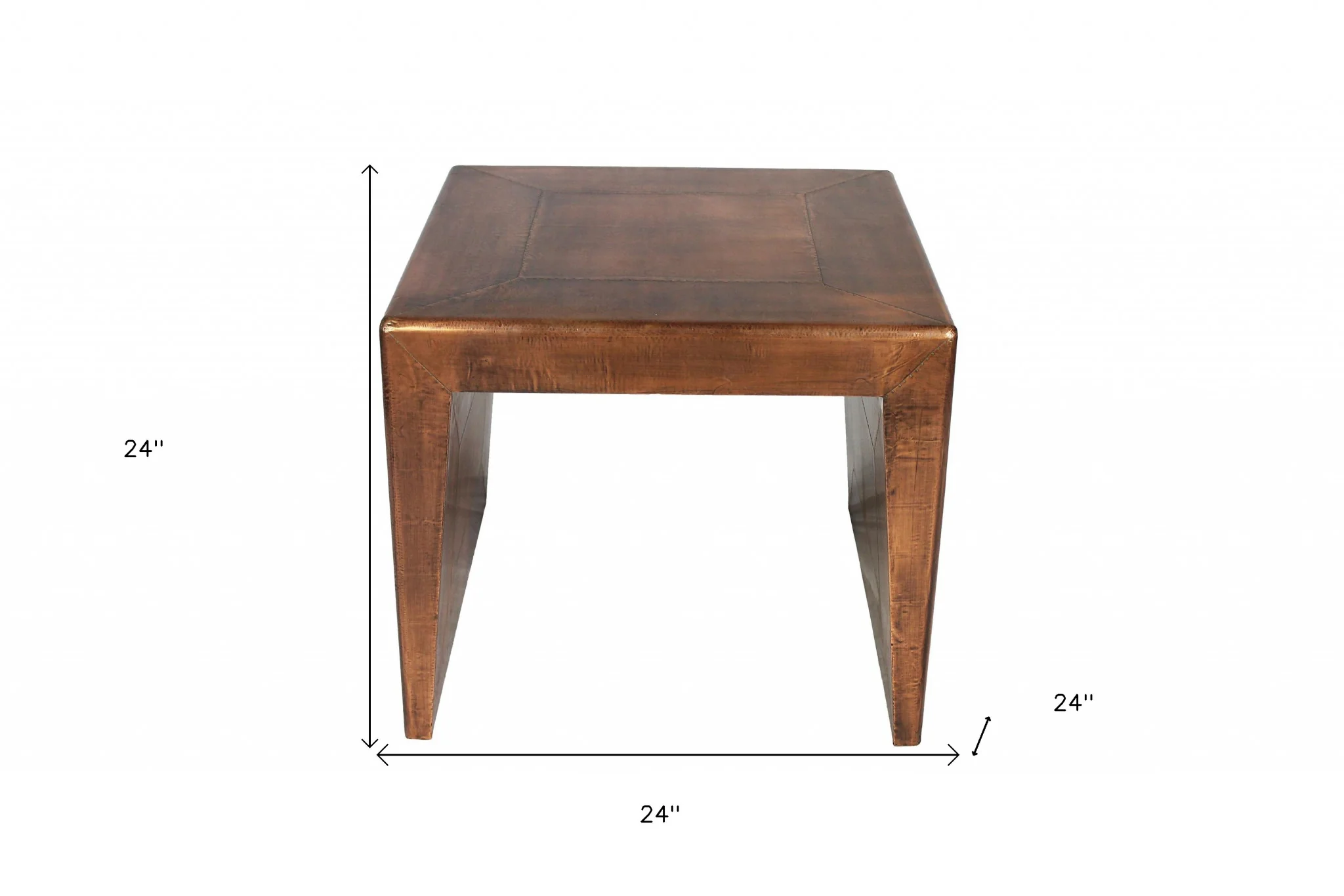 24" Copper Rustic Solid Wood Square End Table By Homeroots - Image 5