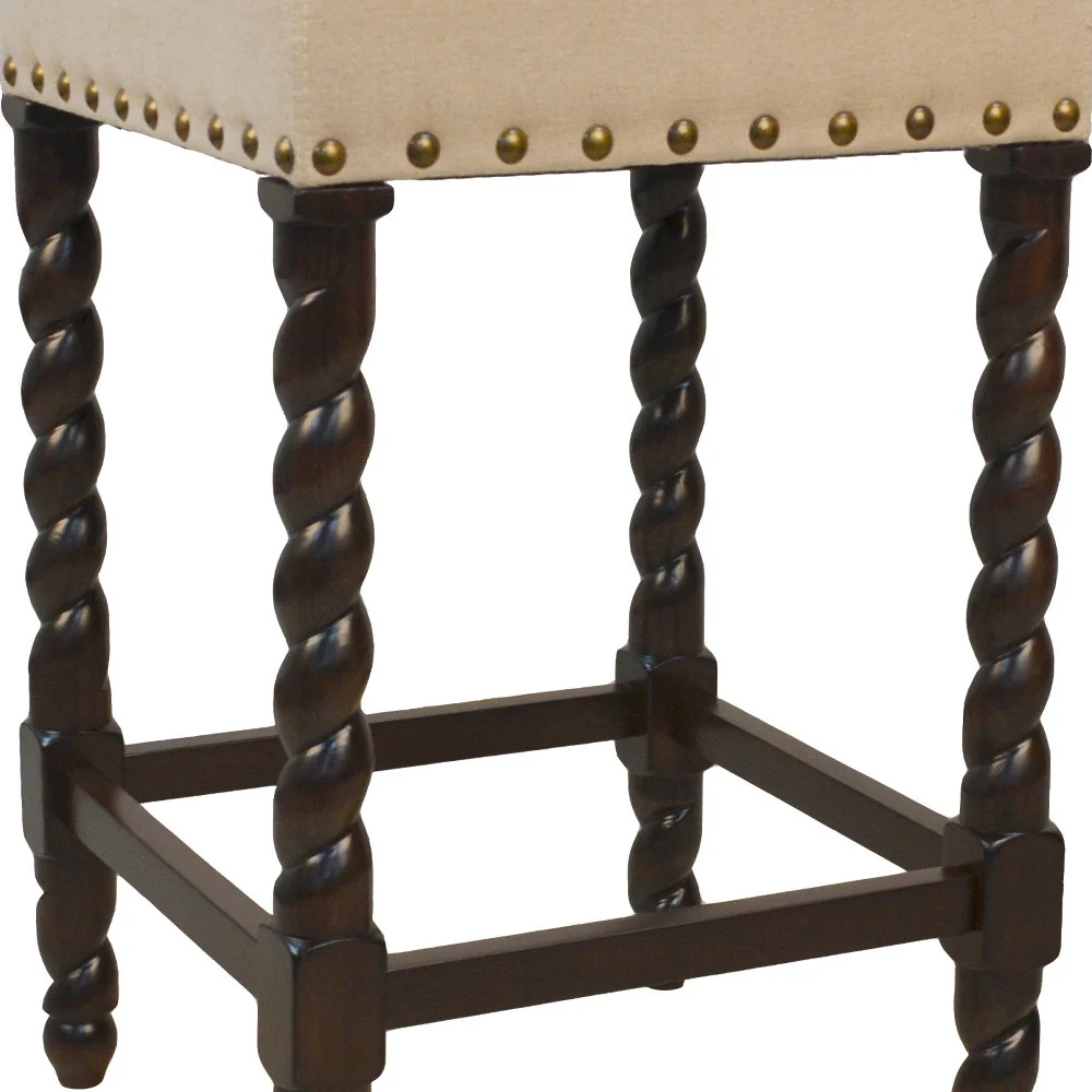 24" Cream And Espresso Backless Counter Height Bar Chair With Footrest By Homeroots - Image 4