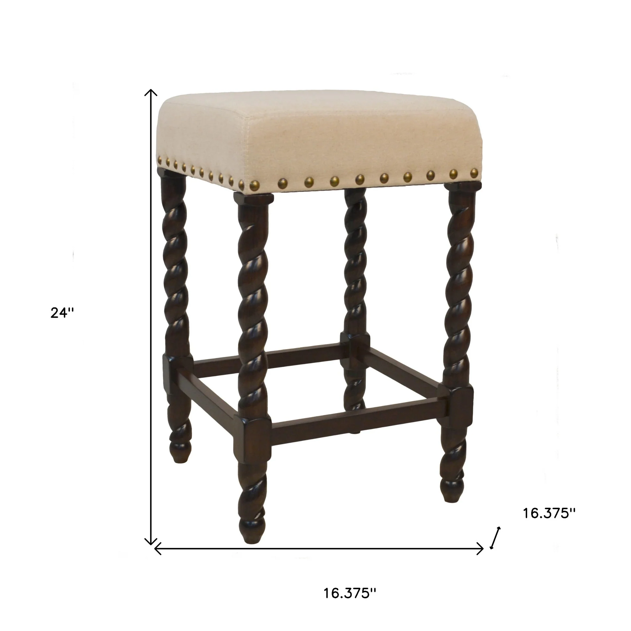 24" Cream And Espresso Backless Counter Height Bar Chair With Footrest By Homeroots - Image 5