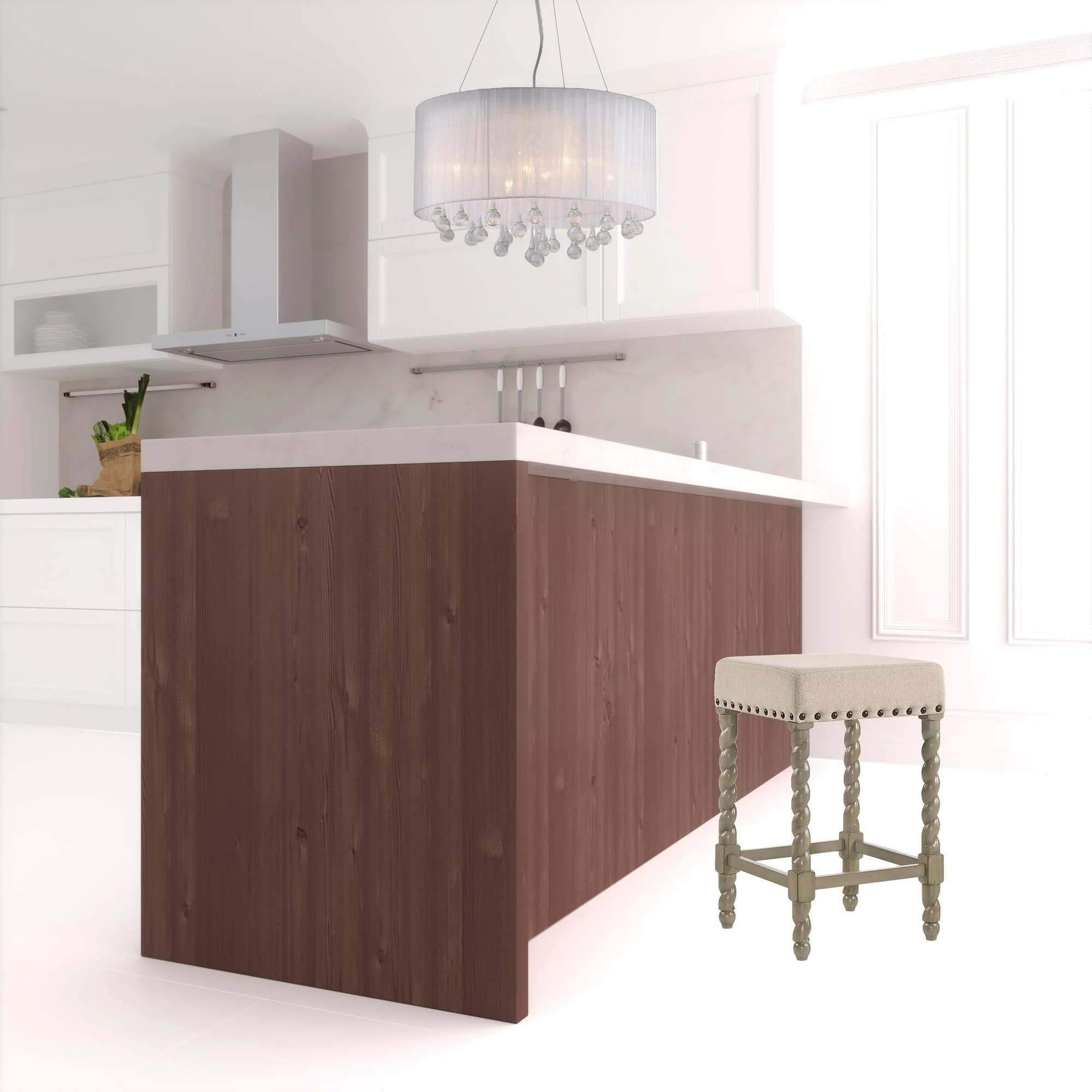 24" Cream And Gray Backless Counter Height Bar Chair With Footrest By Homeroots - Image 2