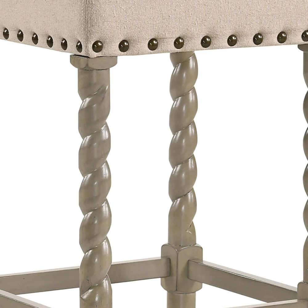 24" Cream And Gray Backless Counter Height Bar Chair With Footrest By Homeroots - Image 3