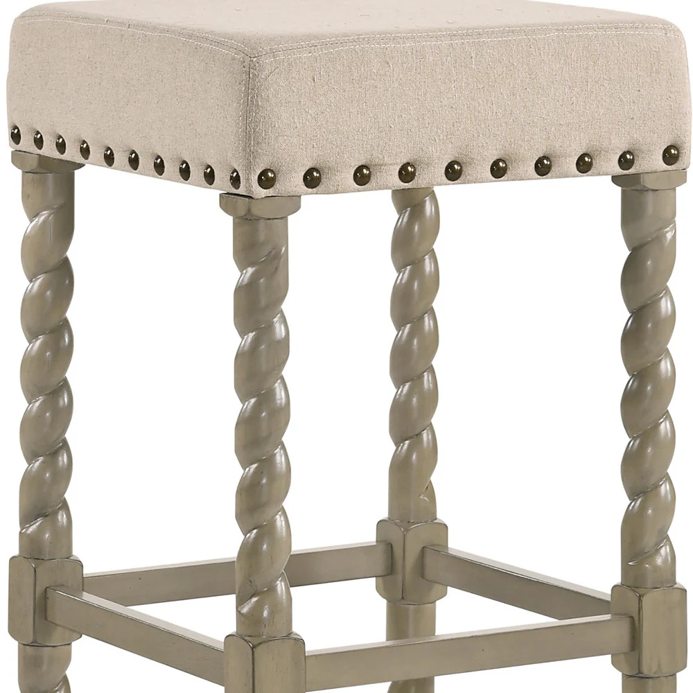 24" Cream And Gray Backless Counter Height Bar Chair With Footrest By Homeroots - Image 4