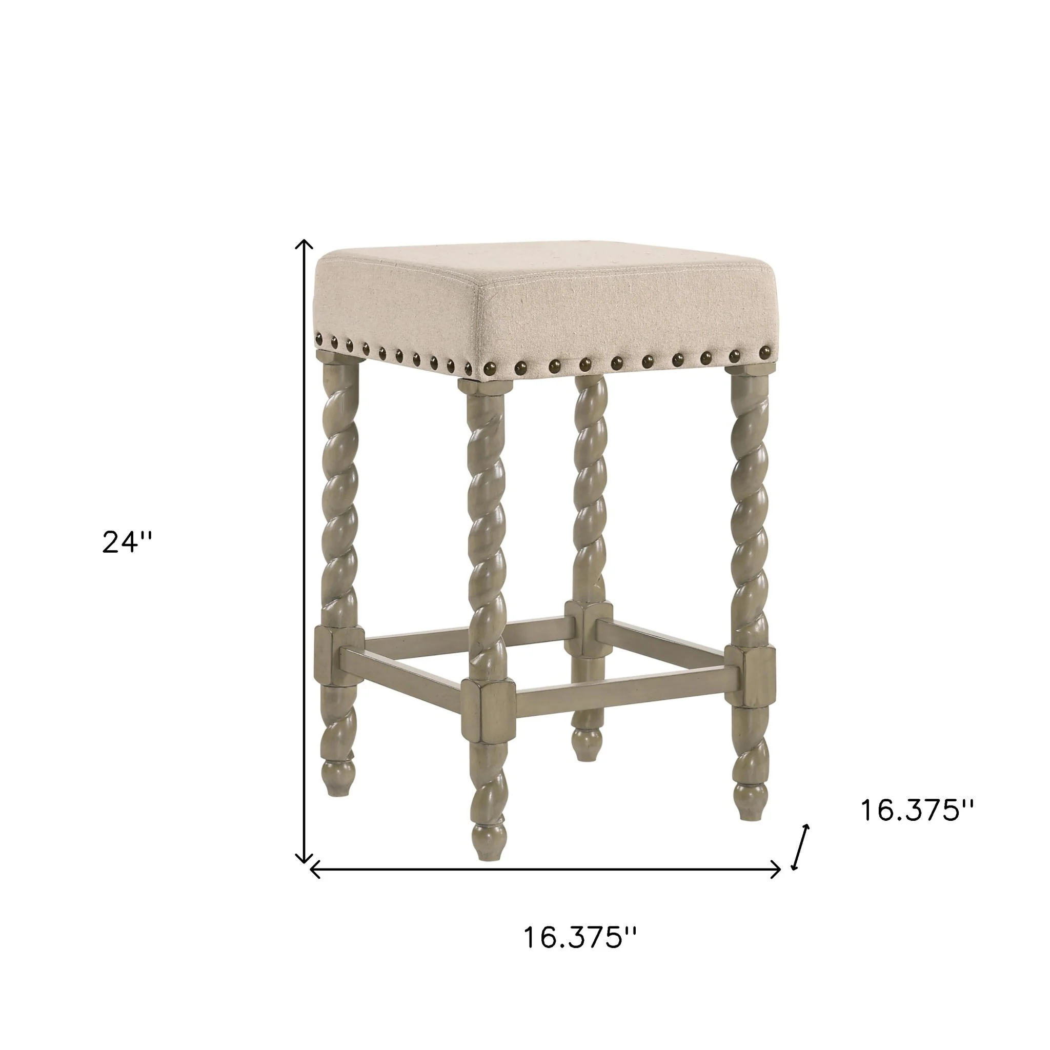 24" Cream And Gray Backless Counter Height Bar Chair With Footrest By Homeroots - Image 5
