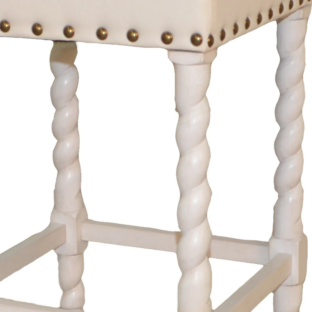 24" Cream And White Backless Counter Height Bar Chair With Footrest By Homeroots - Image 3