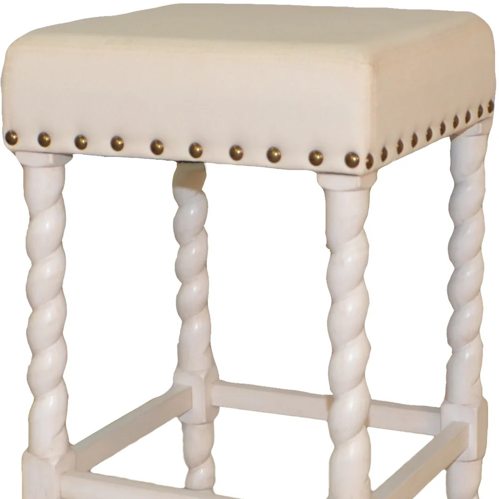 24" Cream And White Backless Counter Height Bar Chair With Footrest By Homeroots - Image 4