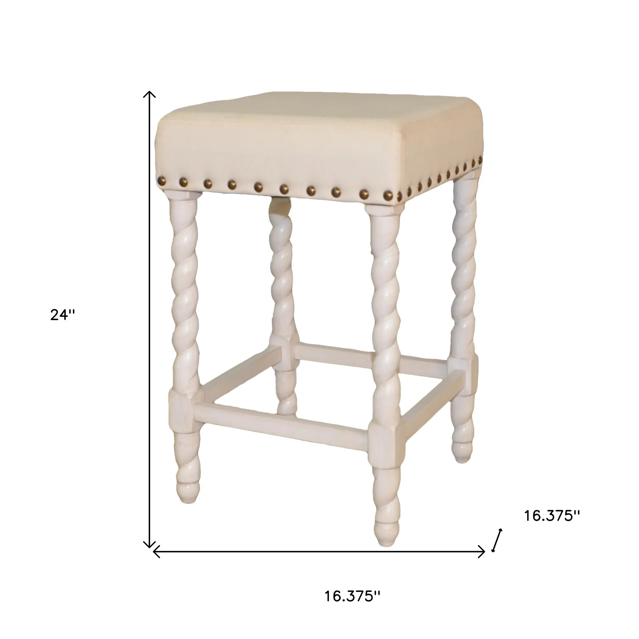 24" Cream And White Backless Counter Height Bar Chair With Footrest By Homeroots - Image 5