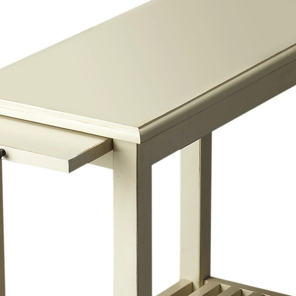 24" Cream White Rectangular End Table With Shelf By Homeroots - Image 3