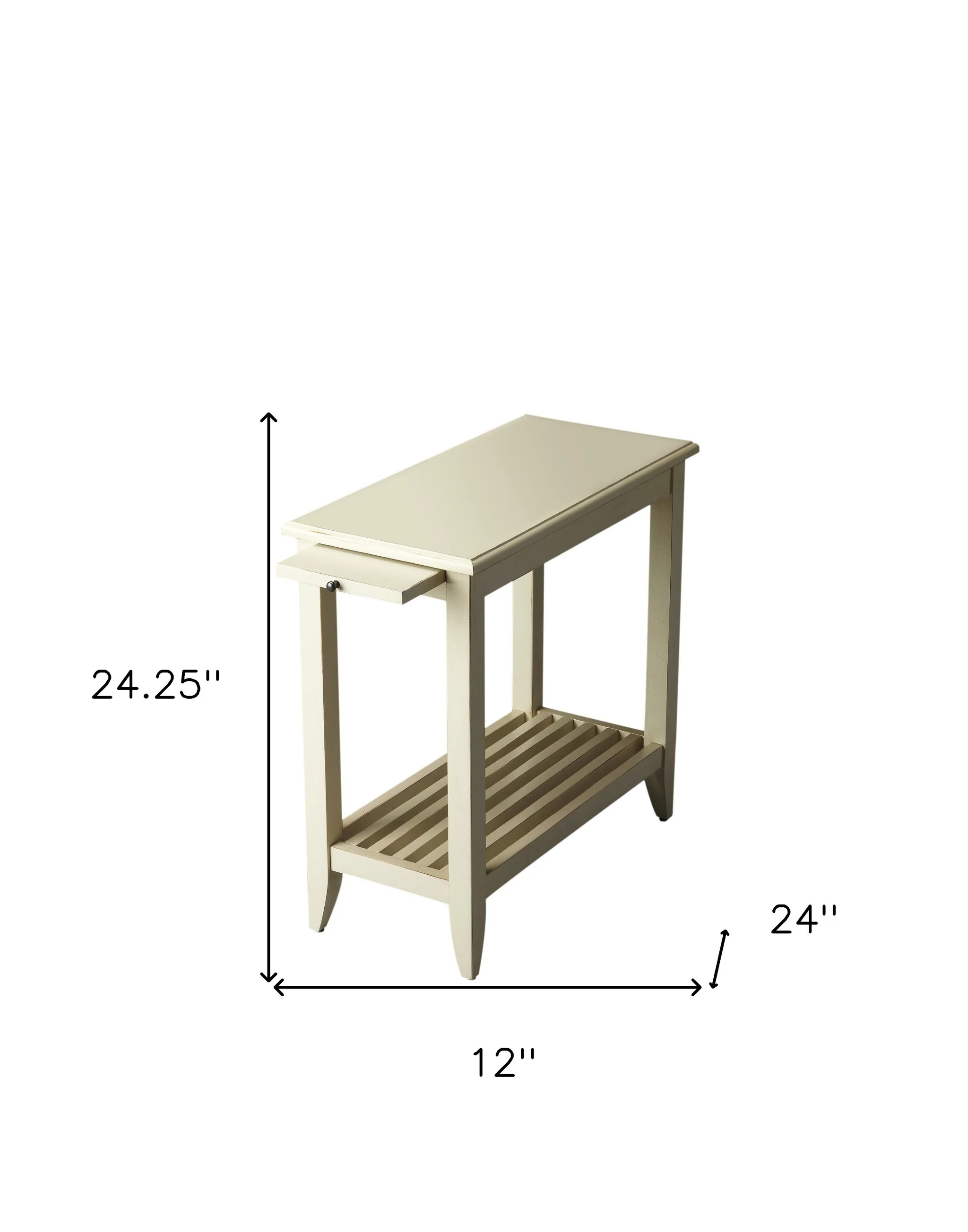24" Cream White Rectangular End Table With Shelf By Homeroots - Image 5