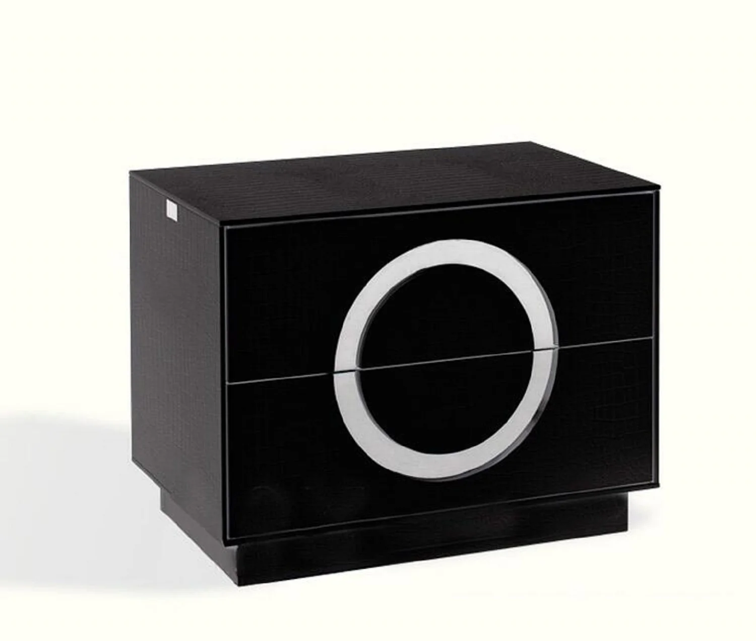24' Croc Black Lacquer Faux Crocodile 2 Drawer Nightstand By Homeroots - Image 3
