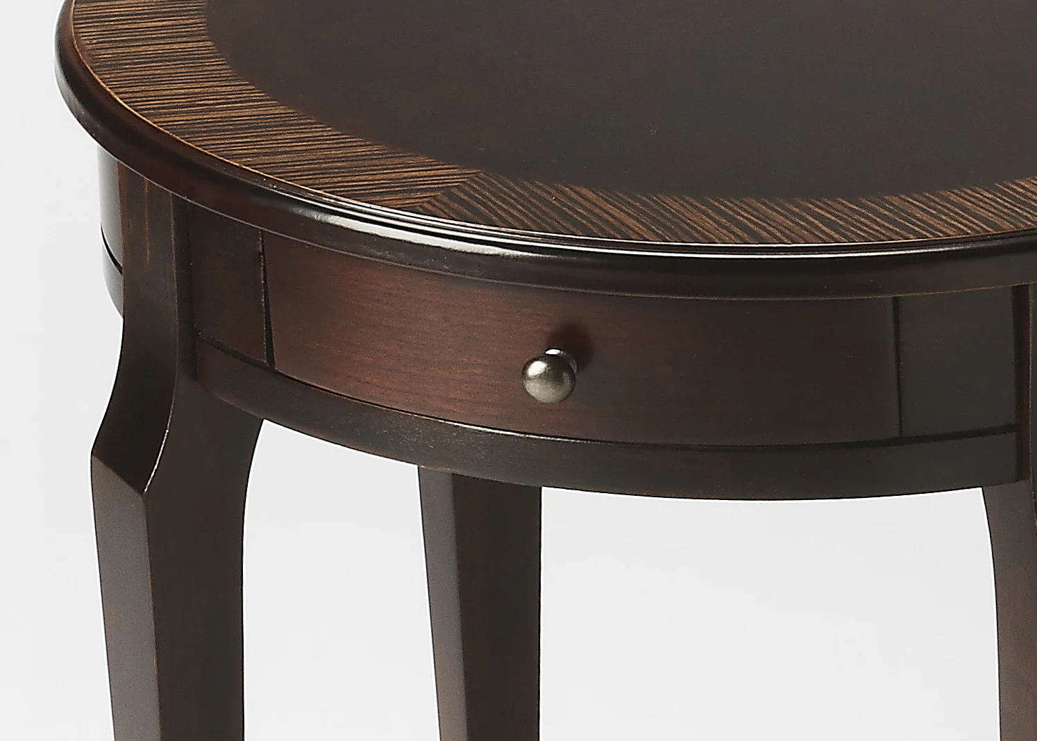 24" Dark Brown And Cherry Nouveau Manufactured Wood Round End Table With Drawer By Homeroots - Image 4