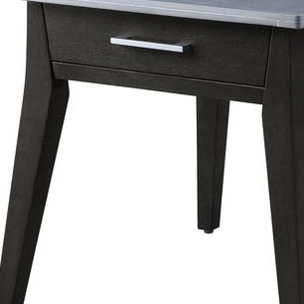 24" Dark Brown And Gray Sintered Stone Manufactured Wood Rectangular End Table With Drawer By Homeroots - Image 3