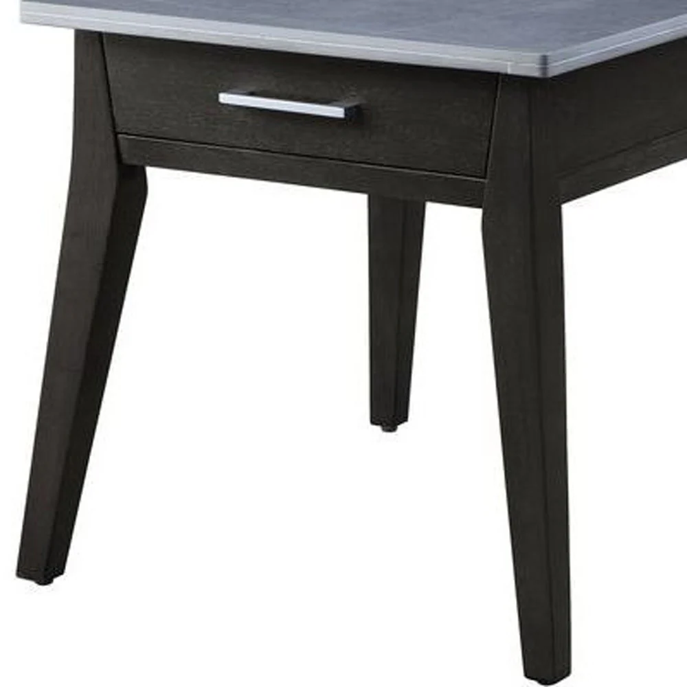 24" Dark Brown And Gray Sintered Stone Manufactured Wood Rectangular End Table With Drawer By Homeroots - Image 4