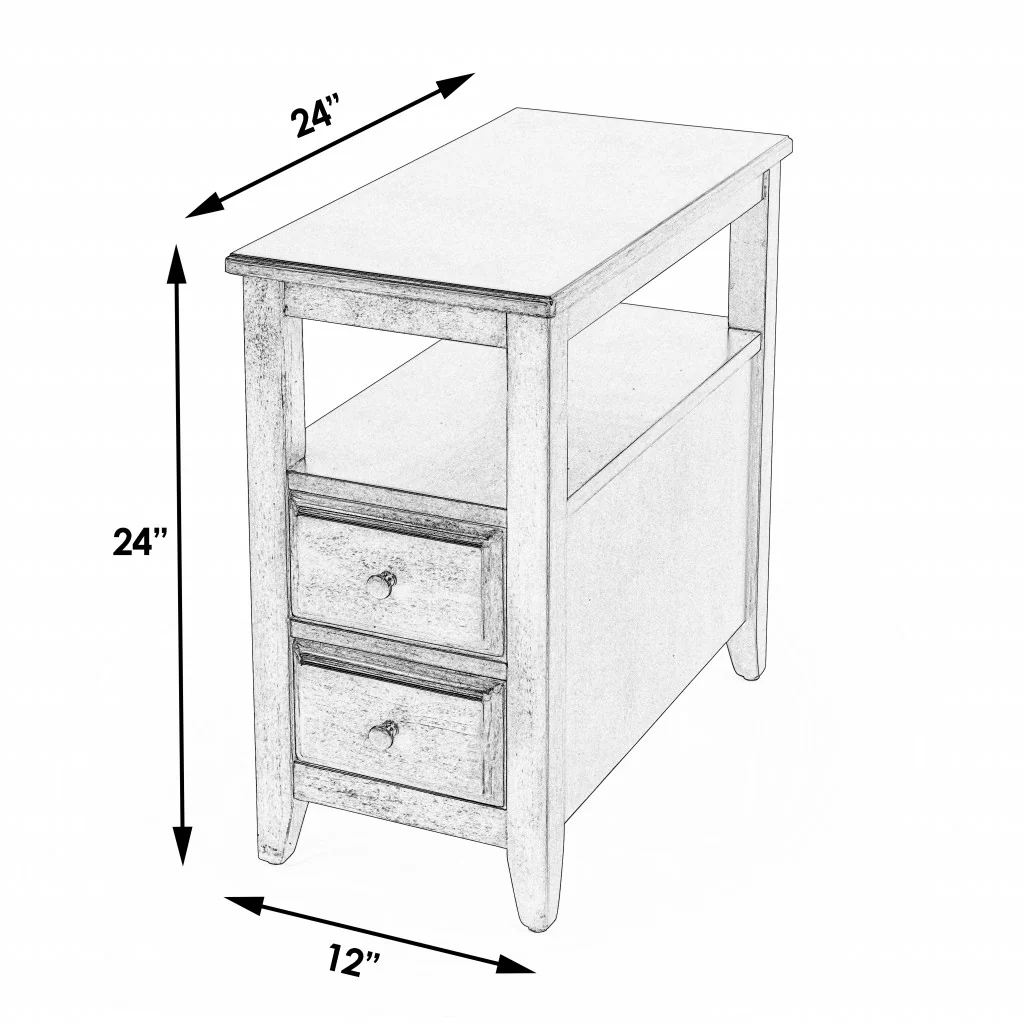 24" Dark Brown Manufactured Wood End Table With Two Drawers And Shelf By Homeroots - Image 5
