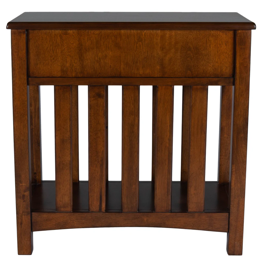 24" Dark Cherry Brown Rectangular End Table With Drawer And Shelf By Homeroots - Image 2