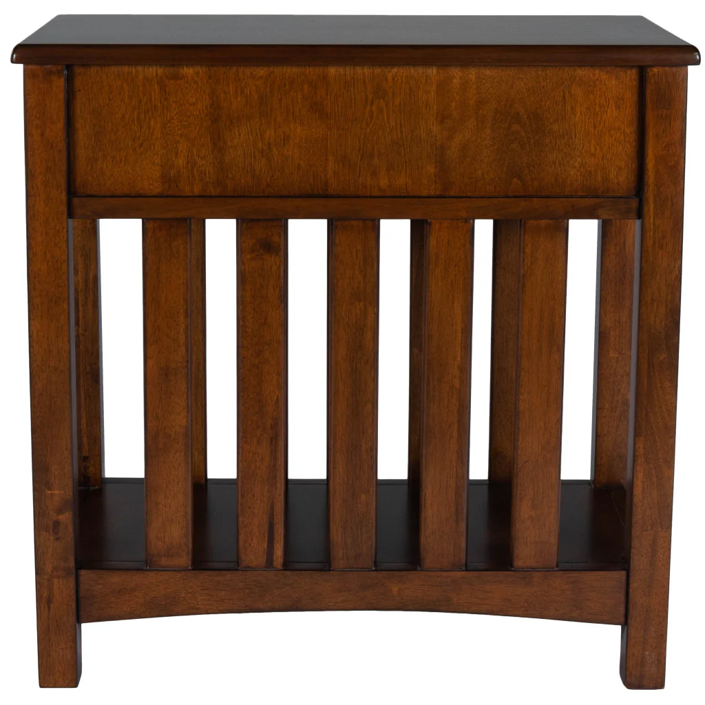 24" Dark Cherry Brown Rectangular End Table With Drawer And Shelf By Homeroots - Image 4