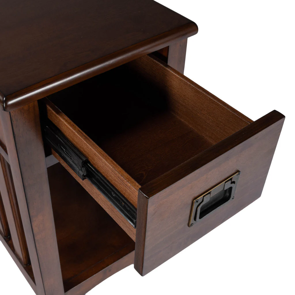 24" Dark Cherry Brown Rectangular End Table With Drawer And Shelf By Homeroots - Image 7