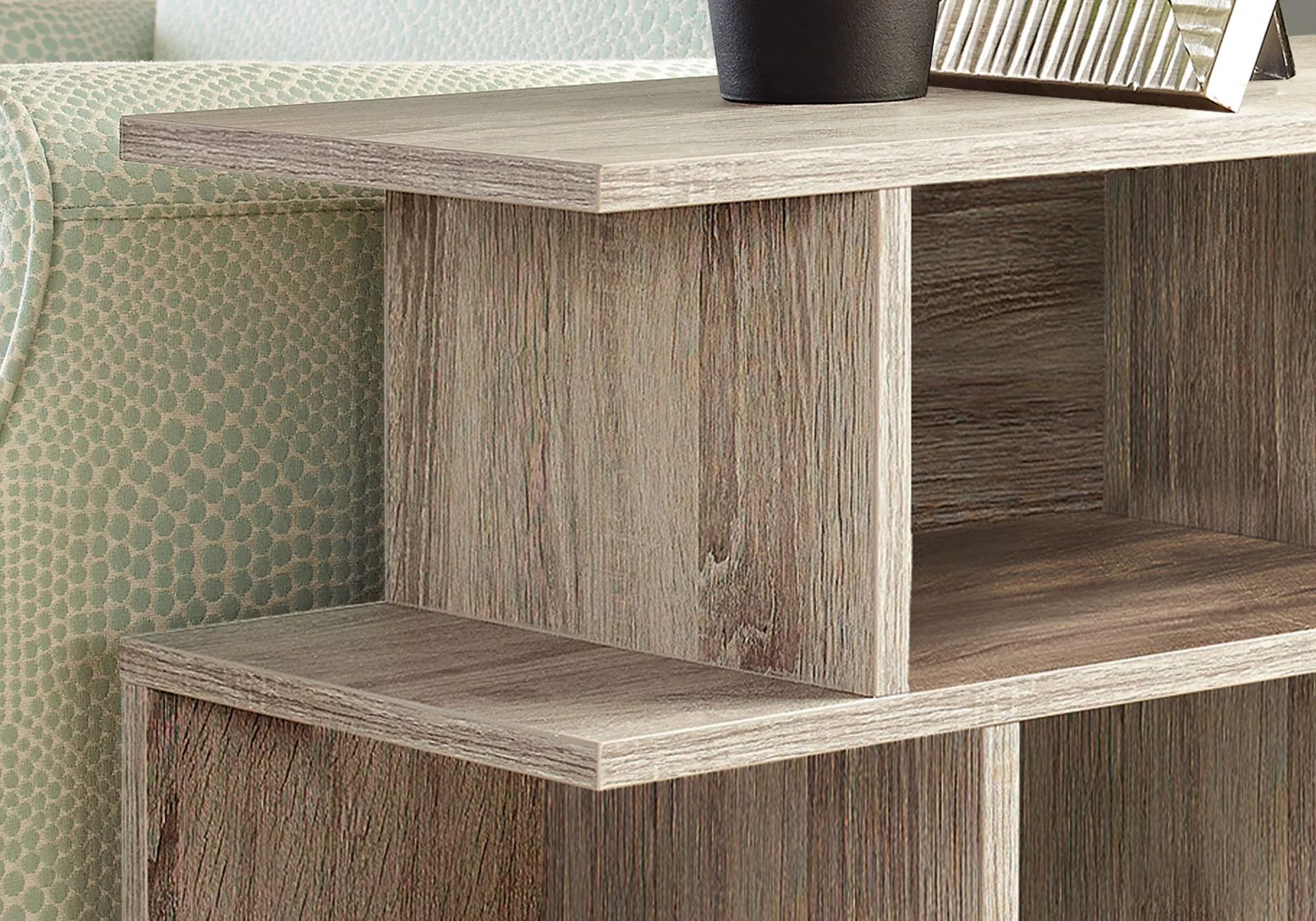 24" Deep Taupe End Table With 6 By Homeroots - Image 3