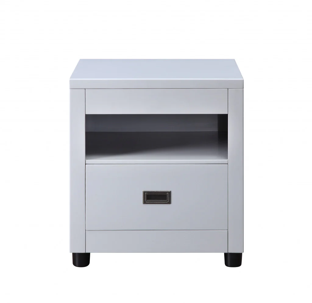 24" Dove Gray Square End Table With Drawer And Shelf By Homeroots - Image 2
