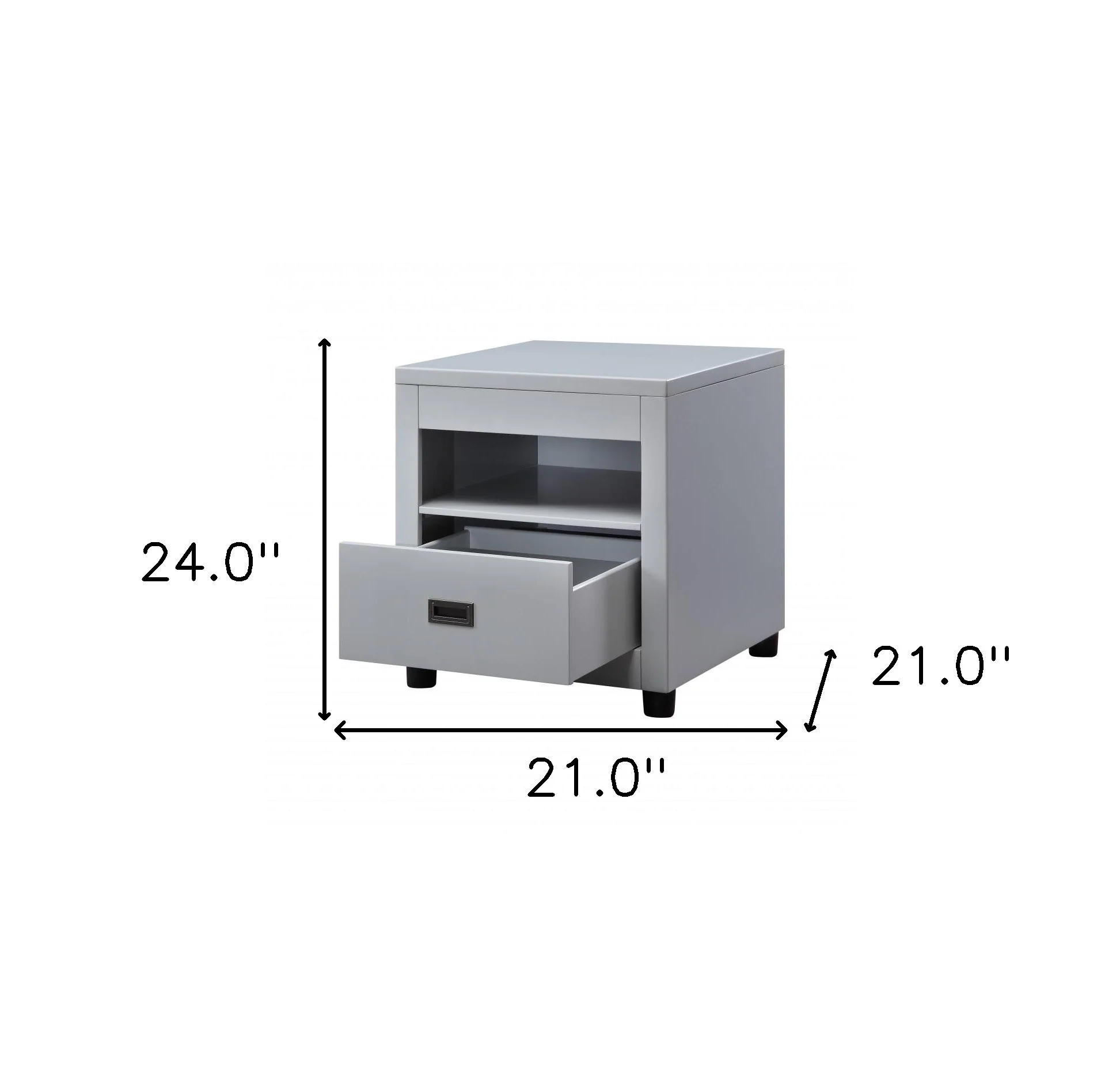 24" Dove Gray Square End Table With Drawer And Shelf By Homeroots - Image 5