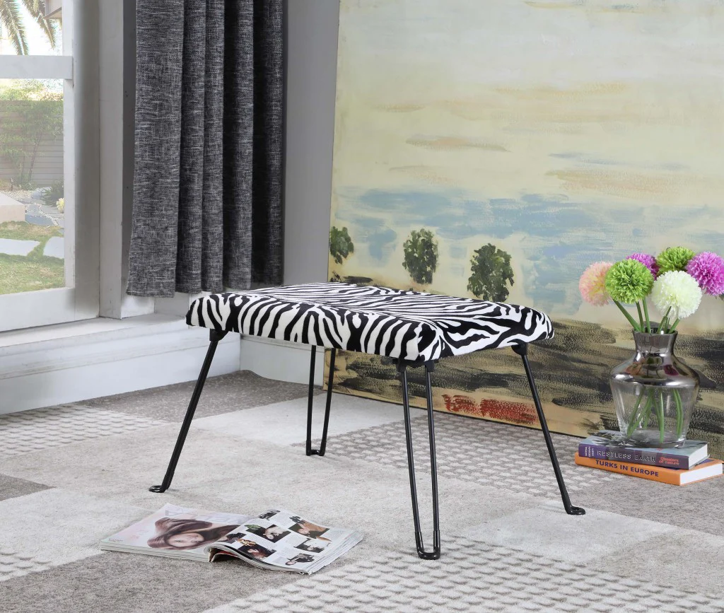 24" Faux Zebra Microfiber Folding Bench By Homeroots - Image 3